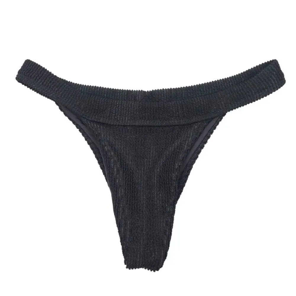 NEW Frankies Bikinis Ribbed Knit Bikini Bottom 90s Y2k Minimal Clean Girl Resort